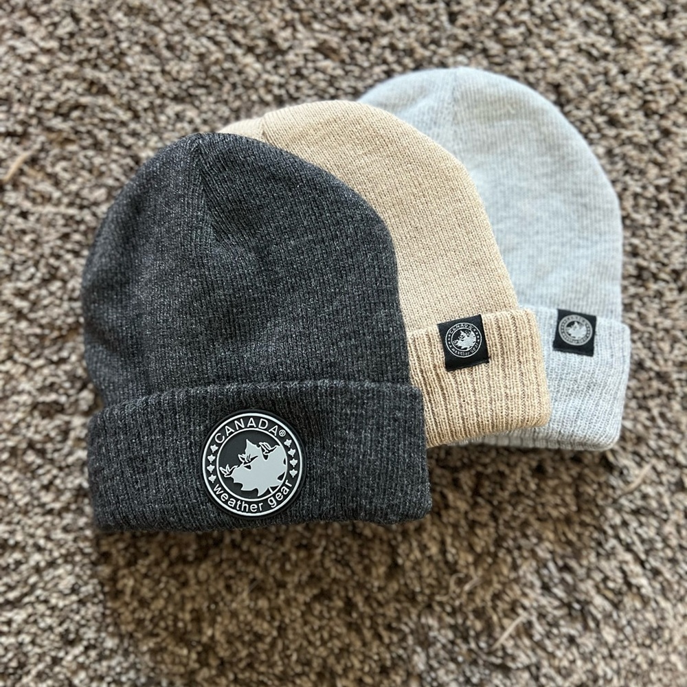 Canada Weather Gear Trio Beanie Set - Black, Beige, Light Gray